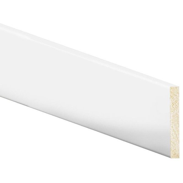 Inteplast Group Modern Baseboard Moulding, 8 ft L, 4 in W, 12 in Thick, Polystyrene, Crystal White 50400800032